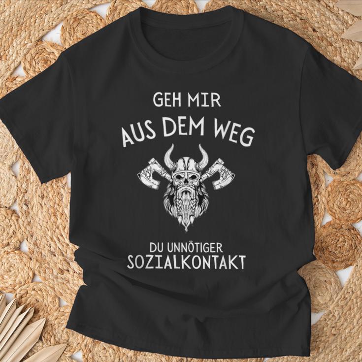 Viking Geh Mir Aus Dem Weg Du Unnötiger Sozialkontakt G T-Shirt Geschenke für alte Männer