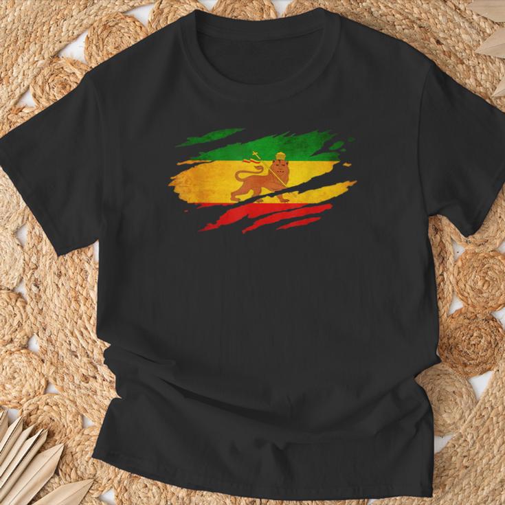 Vintage Ancient Ethiopia Flag Lion Judah Rasta Reggae T-Shirt Geschenke für alte Männer