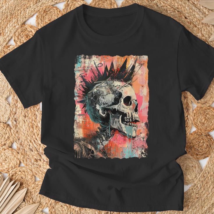 Vintage Graffiti Biker Rocker Skull Punk Horror Skull T-Shirt Geschenke für alte Männer