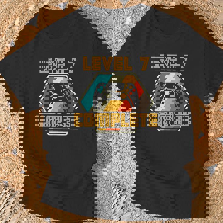Vintage Retro 7º Aniversario De Boda Divertido Nivel 7 Completo Camiseta unisex Regalos para ancianos