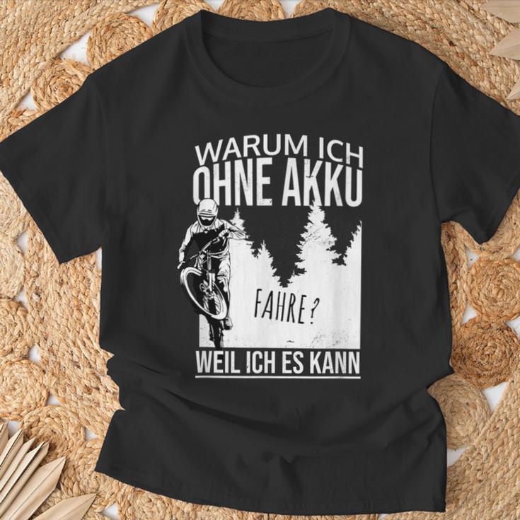 Warum Ich Ohne Akkufahrre Weil Ich Es Kann Gegen Gen E-Bike Mtb T-Shirt Geschenke für alte Männer