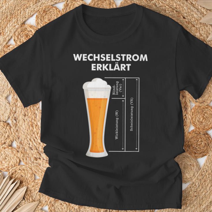 Wechselstromerklärt Bier Elektriker Technik Elektrotechnik T-Shirt Geschenke für alte Männer