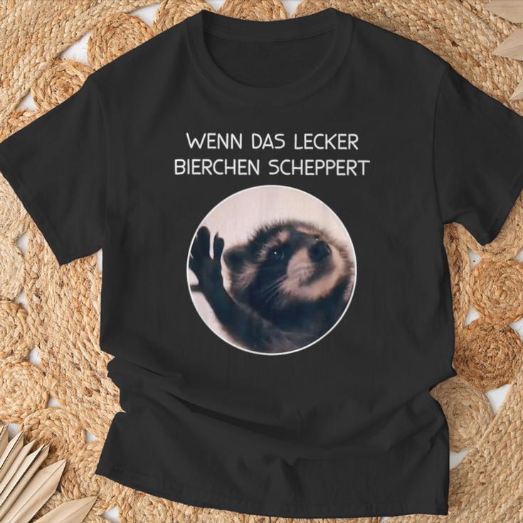 Wenn Das Lecker Bierchen Scheppert X Pedro Raccoon Meme T-Shirt Geschenke für alte Männer