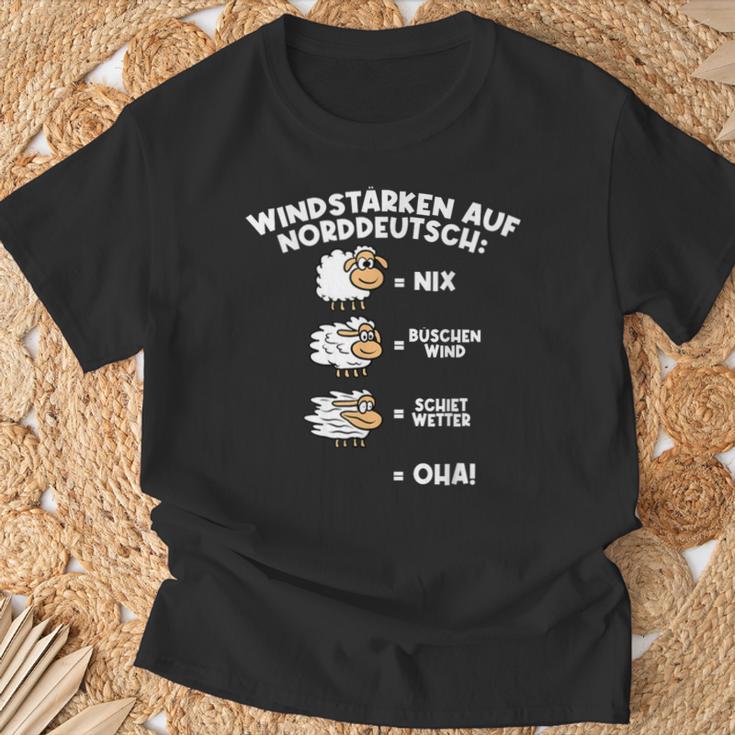 Windstärke Auf Norddeutsch Schafe Humour Slogan T-Shirt Geschenke für alte Männer