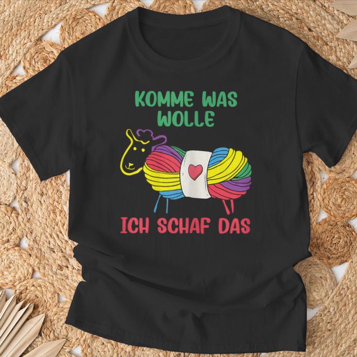 Women's Komme Was Wolle Knitting Crochet T-Shirt Geschenke für alte Männer