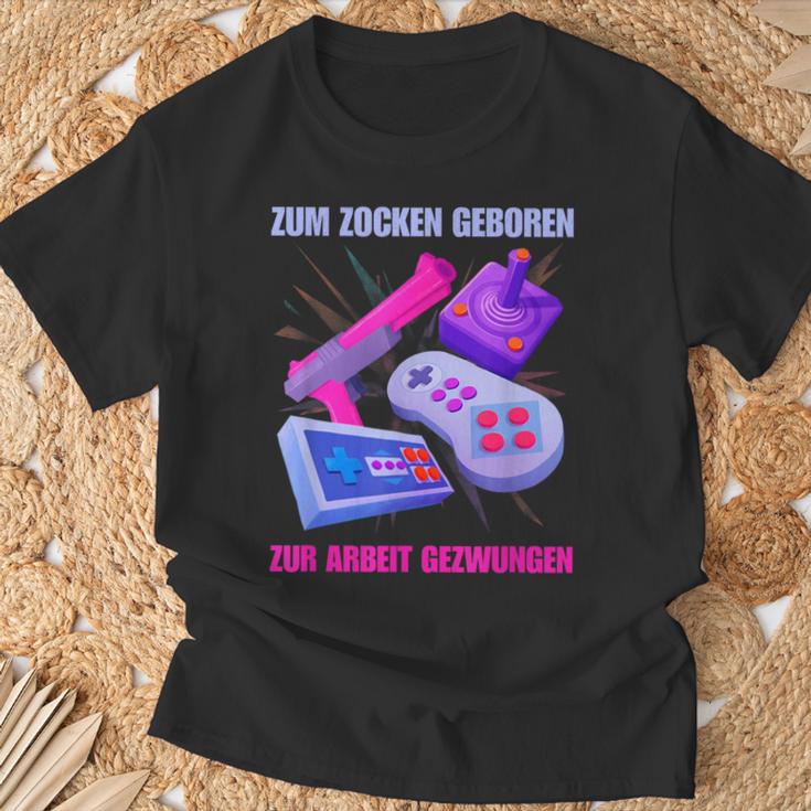 Zum Zocken Geboren Zum Arbeit Forces I Console Ps5 Gaming T-Shirt Geschenke für alte Männer