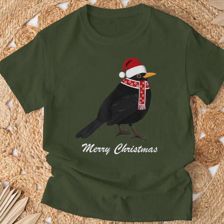 Bird With Red Christmas Hat Scarf Christmas Outfit Bird T-Shirt Geschenke für alte Männer