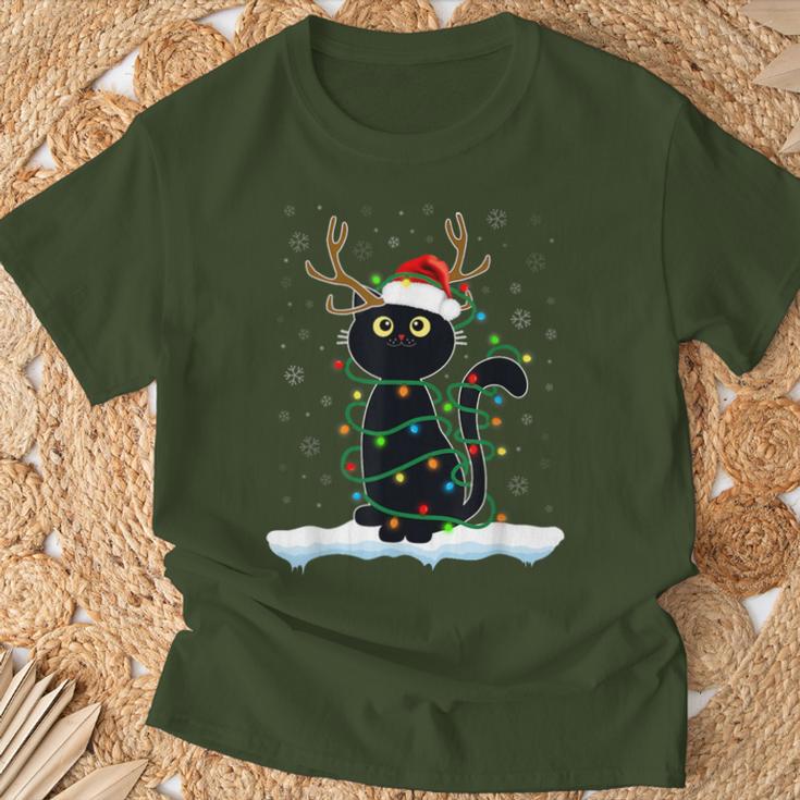 Christmas Pyjamas Reindeer Cat T-Shirt Geschenke für alte Männer