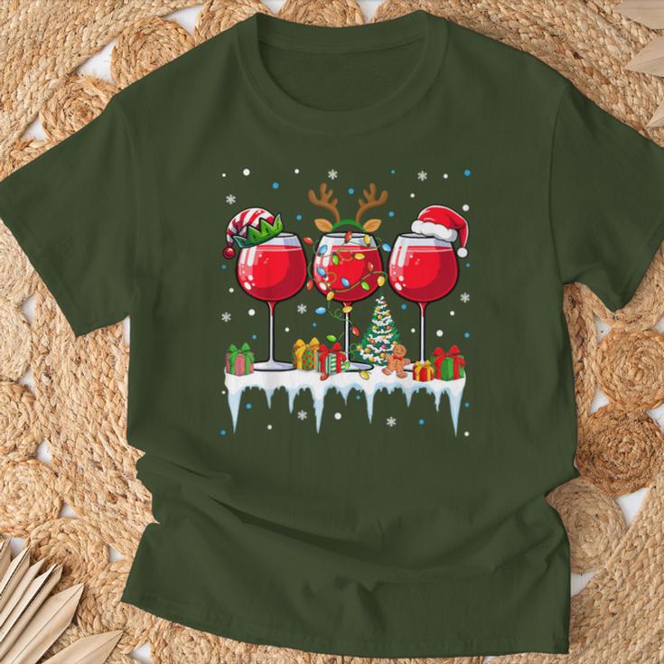 Christmas Reindeer Red Wine Women's T-Shirt Geschenke für alte Männer