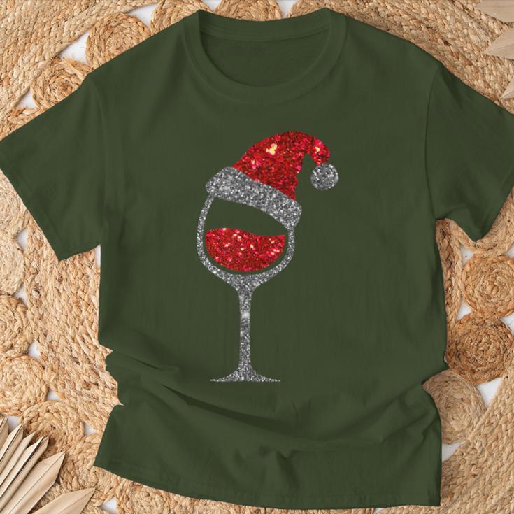 Christmas Wine Glass Red Wine Christmas Hat T-Shirt Geschenke für alte Männer