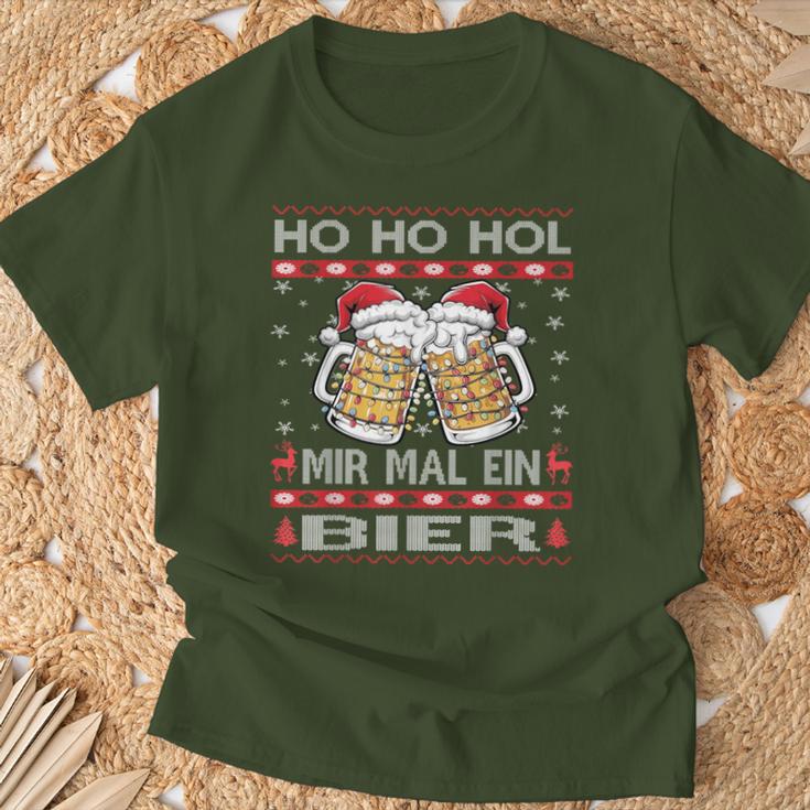 Christmas Women's Ho Ho Hol Mir Mal Ein Bier Xmas T-Shirt Geschenke für alte Männer