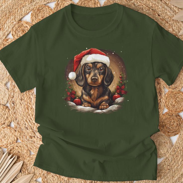 Dachshund With Santa Hat Christmas With Dog T-Shirt Geschenke für alte Männer