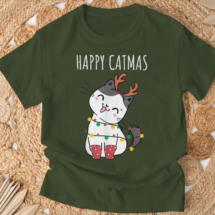 Happy Catmas Lustiges Weihnachts Katze Christmas Tree T-Shirt Geschenke für alte Männer