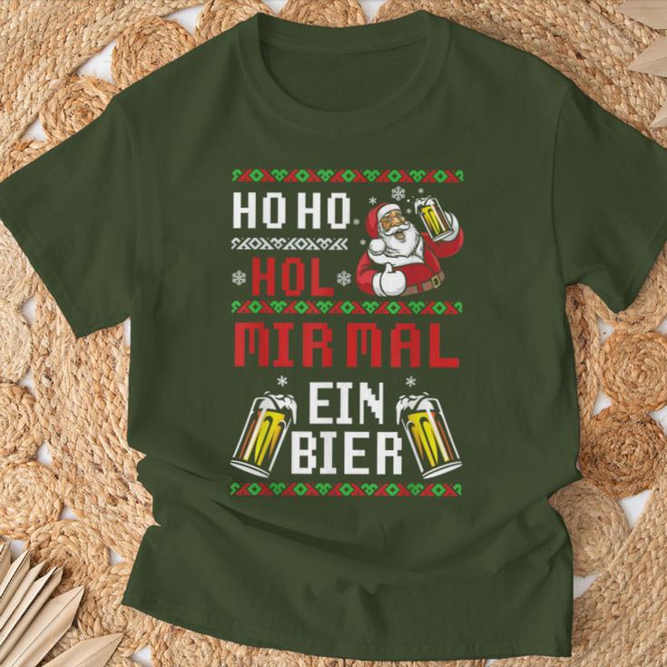 Ho Hol Mir Mal Ein Bier Christmas Santa Claus T-Shirt Geschenke für alte Männer