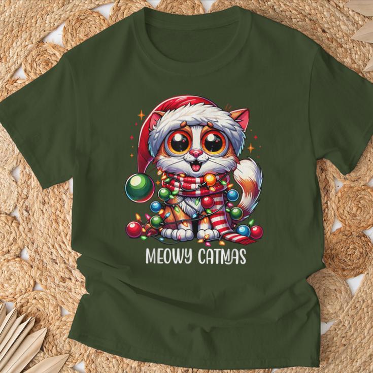 Meowy Catmas Cat Kitten Christmas Outfit Women's Christmas T-Shirt Geschenke für alte Männer