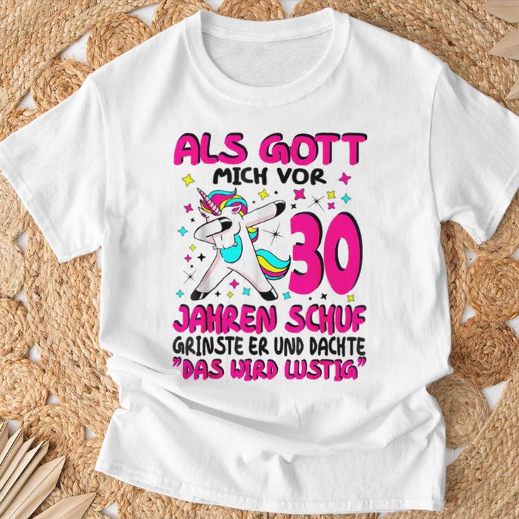 Als Gott Mich 30 Jahren Schuf Grinste Er Dachte Das Wird German Langu Gray T-Shirt Geschenke für alte Männer