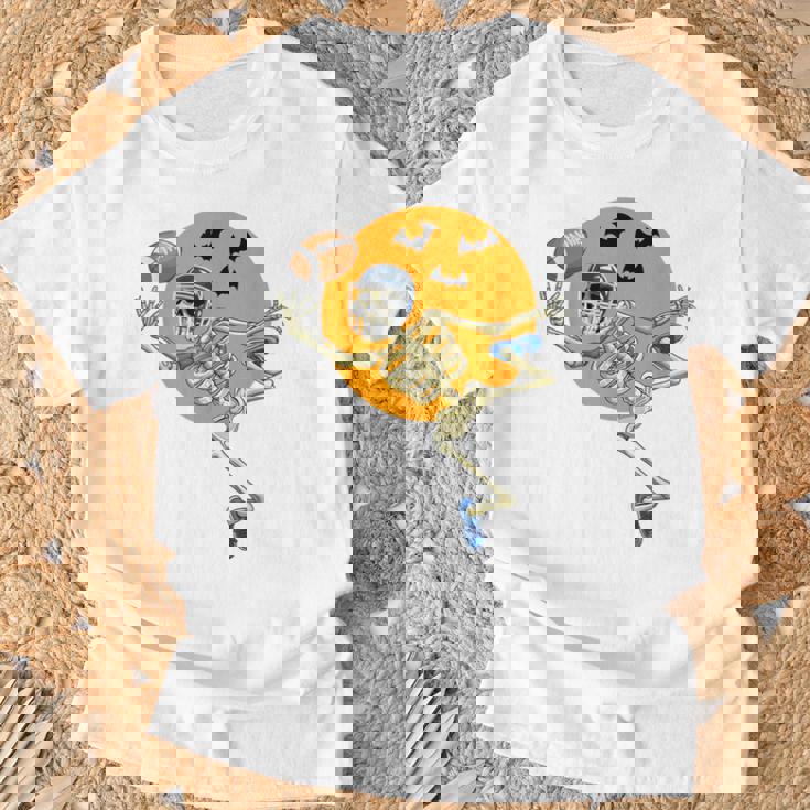 American Football Skeleton Halloween Boys Football Fan T-Shirt Gifts for Old Men