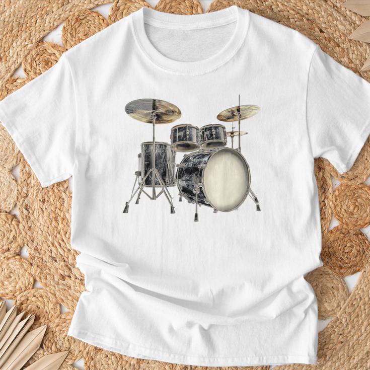 Batterie Instrument De Musique Motif Illustration Batterie T-Shirt Cadeaux pour les vieillards