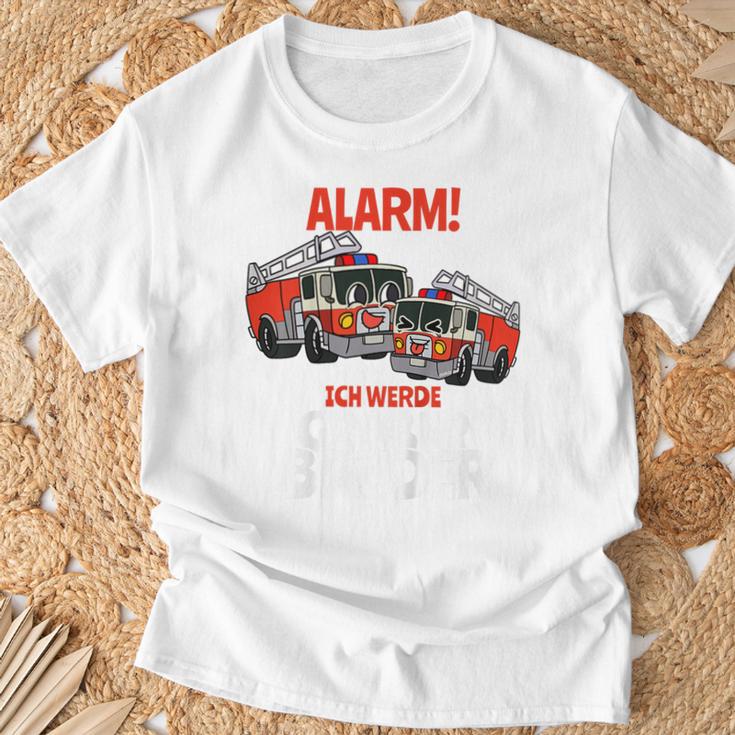 Children's Alarm Ich Werde Große Bruder Feuerwehr I'm A Big Brother T-Shirt Geschenke für alte Männer