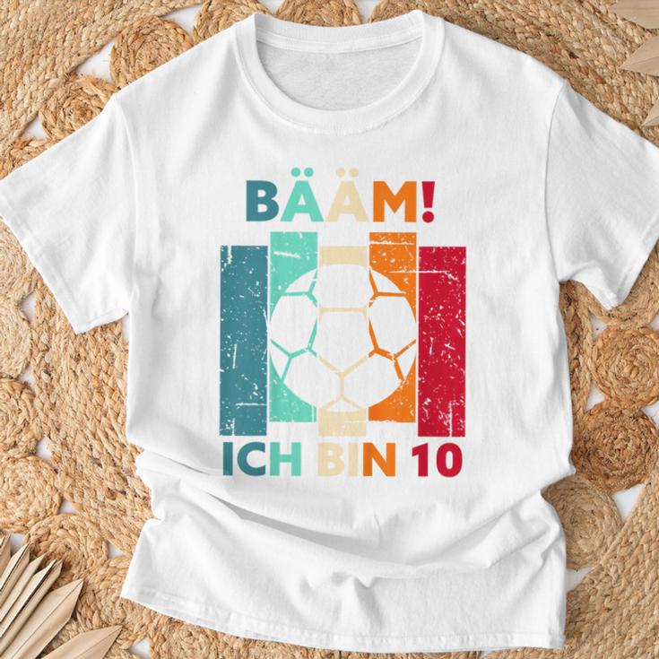 Children's Bäm Ich Bin 10 Zehn Jahre Junge 10Th Birthday Football T-Shirt Geschenke für alte Männer