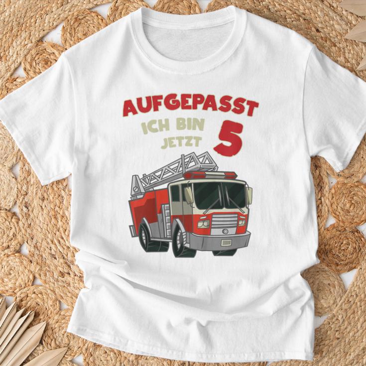 Children's Birthday Feuerwehr Fire Brigade Attention Ich T-Shirt Geschenke für alte Männer