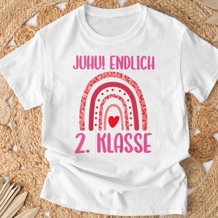 Children's Endlich 2Nd Class School Child Leopard Rainbow T-Shirt Geschenke für alte Männer