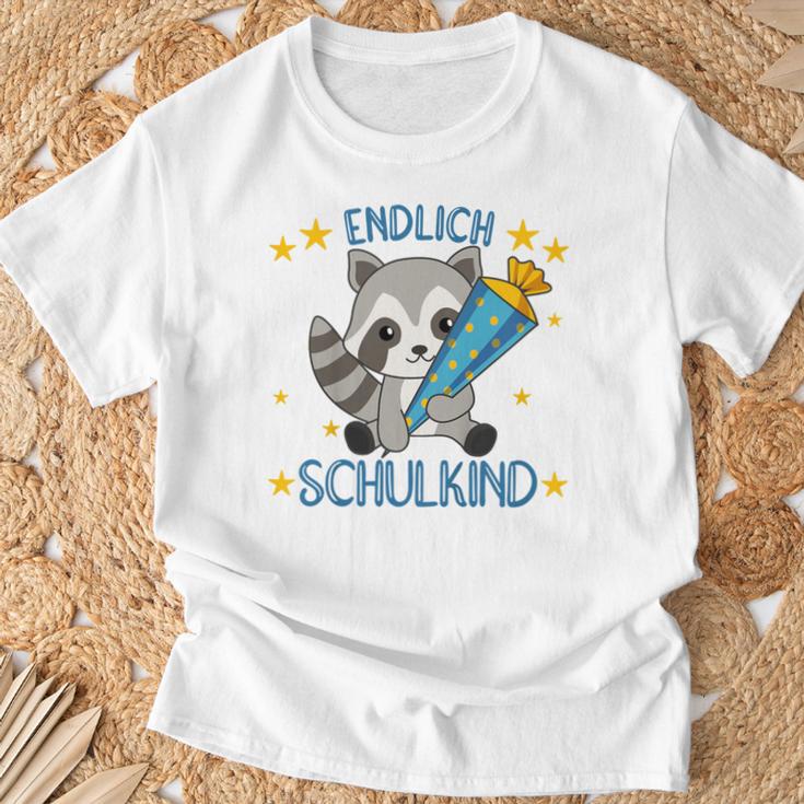 Children's Endlich Schulkind Raccoon School Cone School Cute Raccoon 80 T-Shirt Geschenke für alte Männer