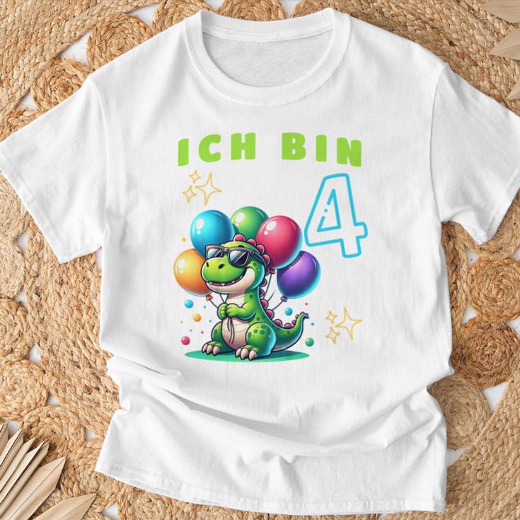 Children's Ich Bin 4 Jahre Alt Dino 4Th Birthday T-Shirt Geschenke für alte Männer