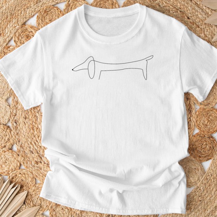 Dachshund Single Line With Dog Owner T-Shirt Geschenke für alte Männer