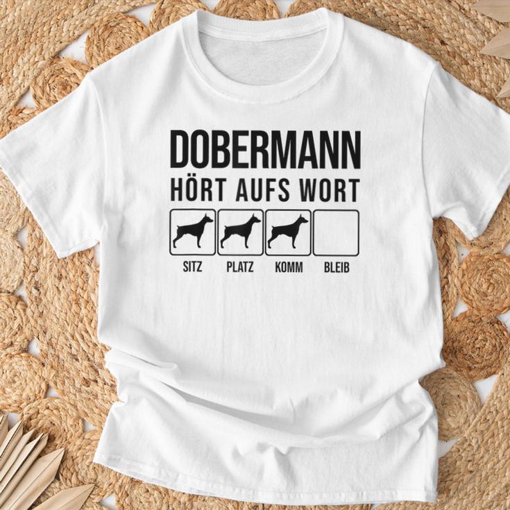 Dobermann Hört Aufs Wort Dobermann T-Shirt Geschenke für alte Männer