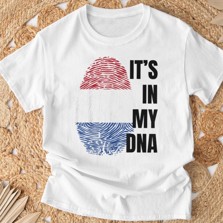 Dutch Flag Dna Fingerprint Holland Orange Orange T-Shirt Geschenke für alte Männer