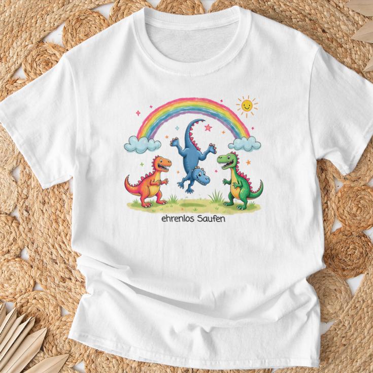 Ehrenlos Saufen X Excessiver Alkoholkonsum Dino Drawing T-Shirt Geschenke für alte Männer