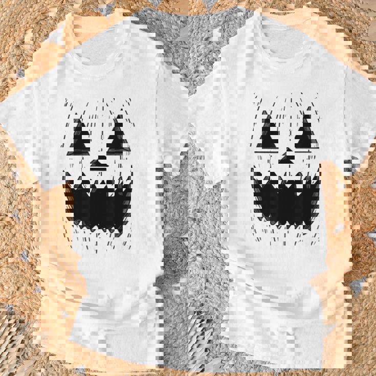 Faccia Spettrale Di Zucca Jack-O-Lantern Arancione Maglietta Regalos para ancianos