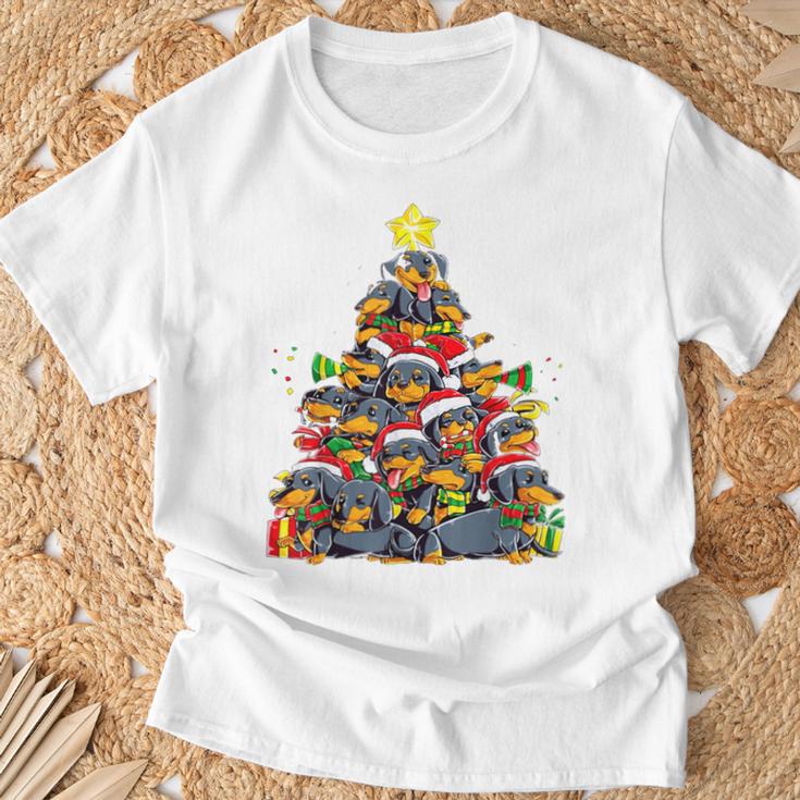 Christmas Cute Dachshund Christmas Tree Dog T-Shirt Geschenke für alte Männer