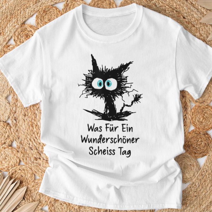 Was Für Ein Wonderschön Scheißtag Scheiss Tag Cat Gray T-Shirt Geschenke für alte Männer