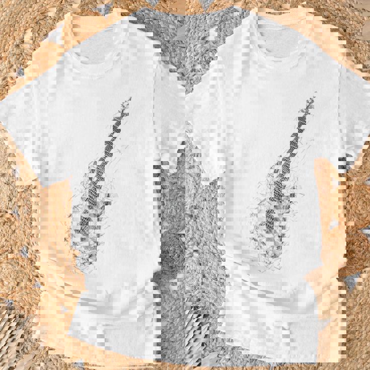 Guitarra Música Instrumento Motivo Ilustración Guitarra Camiseta unisex Regalos para ancianos