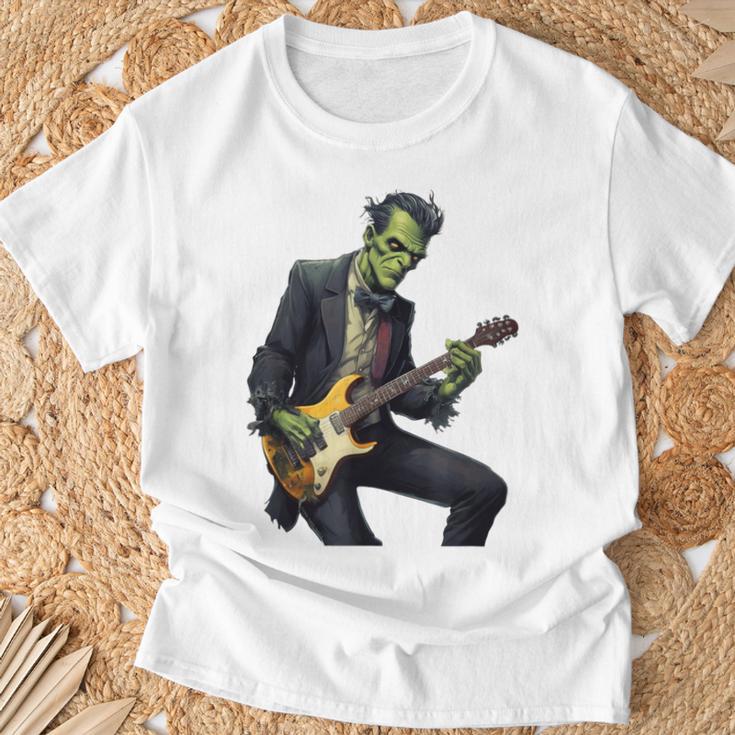 Halloween Cool Monster Playing Electric Guitar T-Shirt Gifts for Old Men