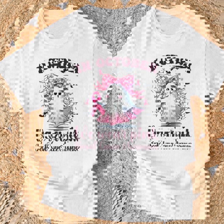 Halloween In October We Wear Pink Breast Cancer Awareness T-Shirt Gifts for Old Men