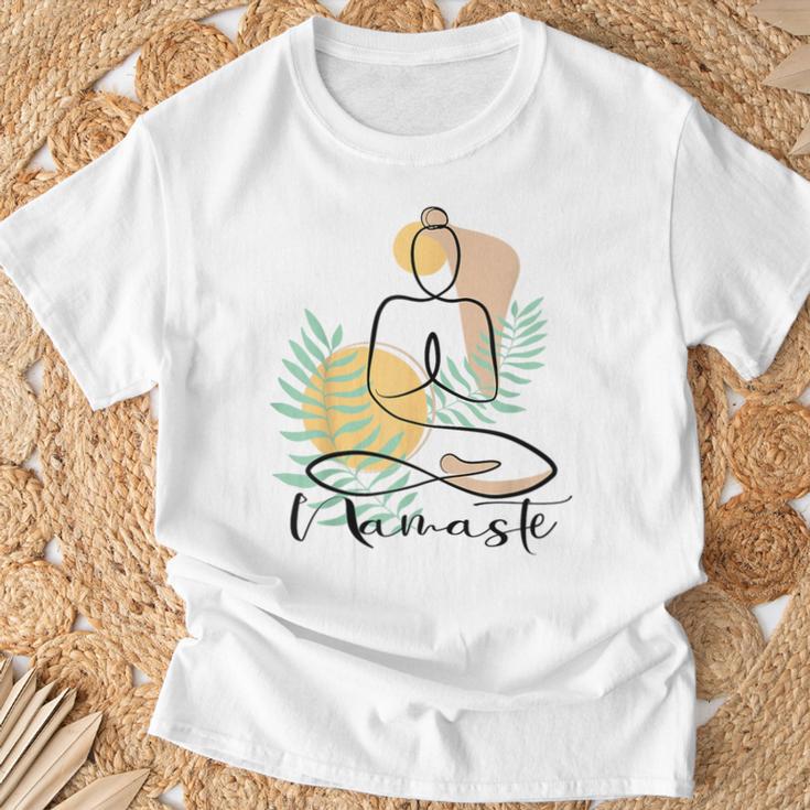 A Line Yoga Life Energy Chakra Meditation Namaste S T-Shirt Geschenke für alte Männer