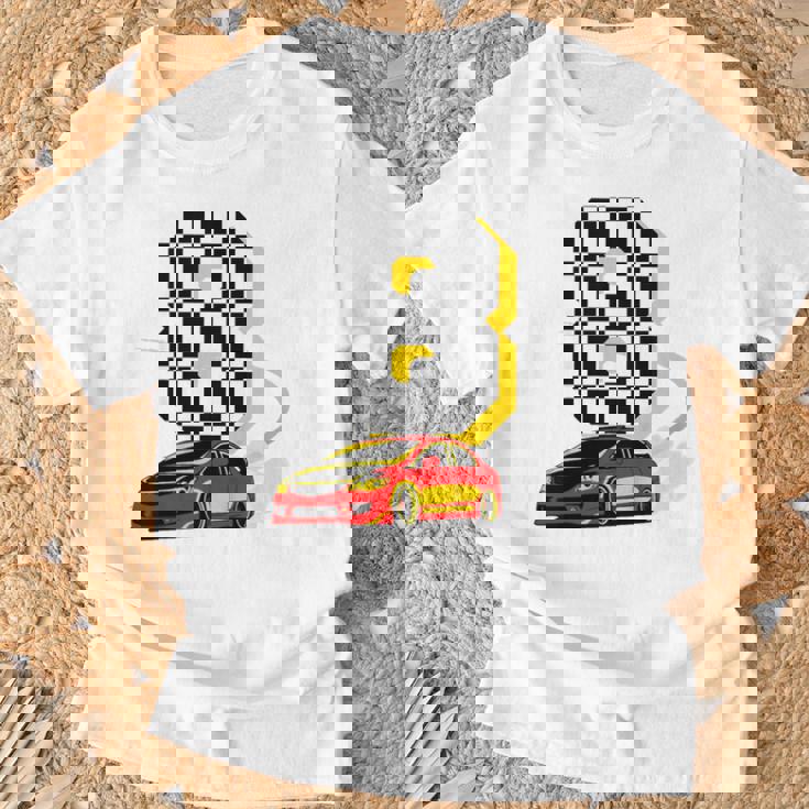 Niños Tengo 8 Años De Edad Coche De Carreras Niños Tripulación 8Th Birthday Race Camiseta unisex Regalos para ancianos
