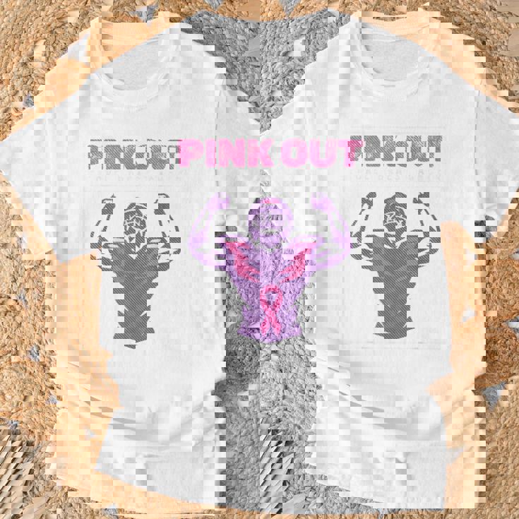 Pink Out Football Team Tackle Breast Cancer Awareness Month T-Shirt Gifts for Old Men