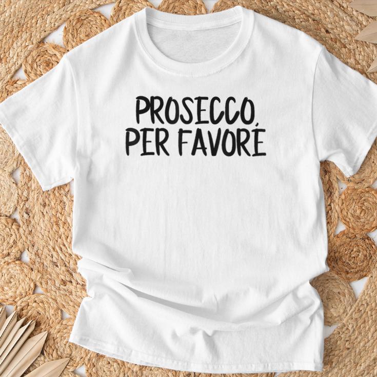 Prosecco Pro Favore Prosecco Please In Italian Blue T-Shirt Geschenke für alte Männer