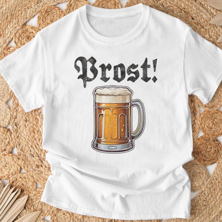 Prost Oktoberfest Bierfest Munich Lederhosen Gray T-Shirt Geschenke für alte Männer