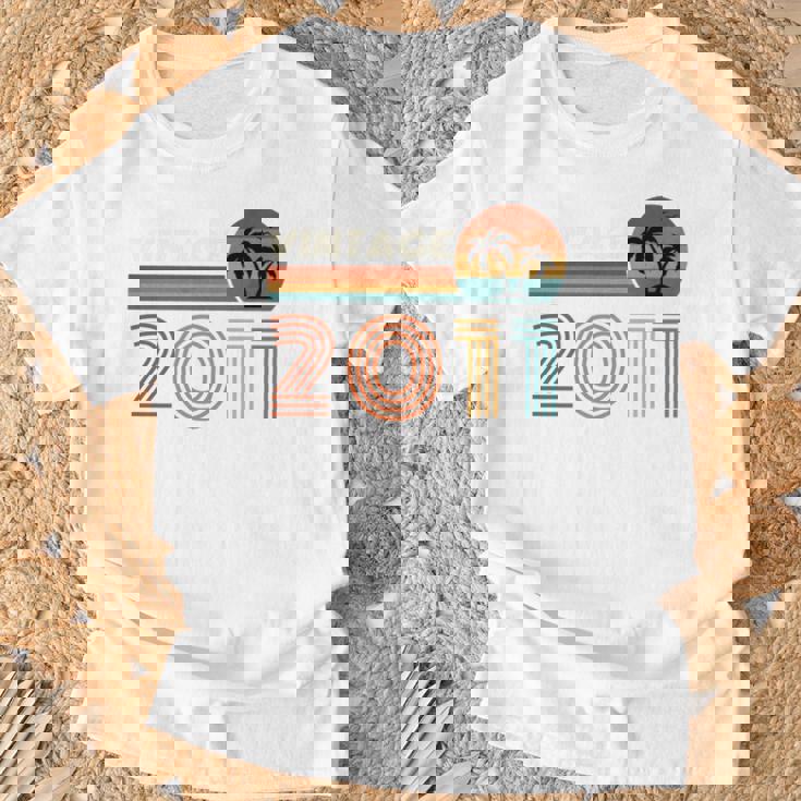 Regalo Di Compleanno 13 Anni Per Uomo Donna Palm Retrointage 2011 Maglia A Manica Maglietta Regalos para ancianos