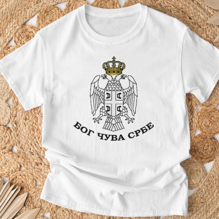 Serbian Eagle Moor Cuva Srbe Srbija Serbia Srpska Cetnik Blue T-Shirt Geschenke für alte Männer