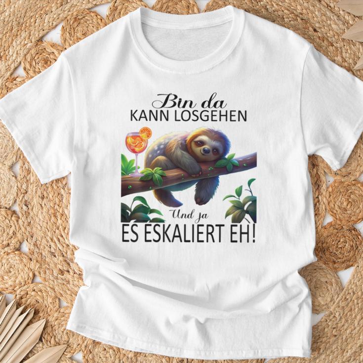 Sloth Bin Da Kann Losgehen Und Ja Es Escaliert Eh Costume Gray T-Shirt Geschenke für alte Männer