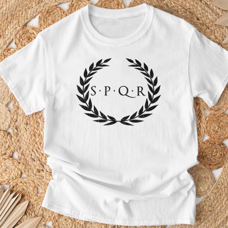 Spqr Senatus Popuplus Que Roman Roman Republic Rome Gray T-Shirt Geschenke für alte Männer