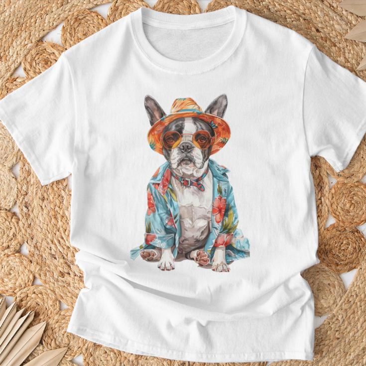 Summer Dog Boston Terrier T-Shirt Geschenke für alte Männer