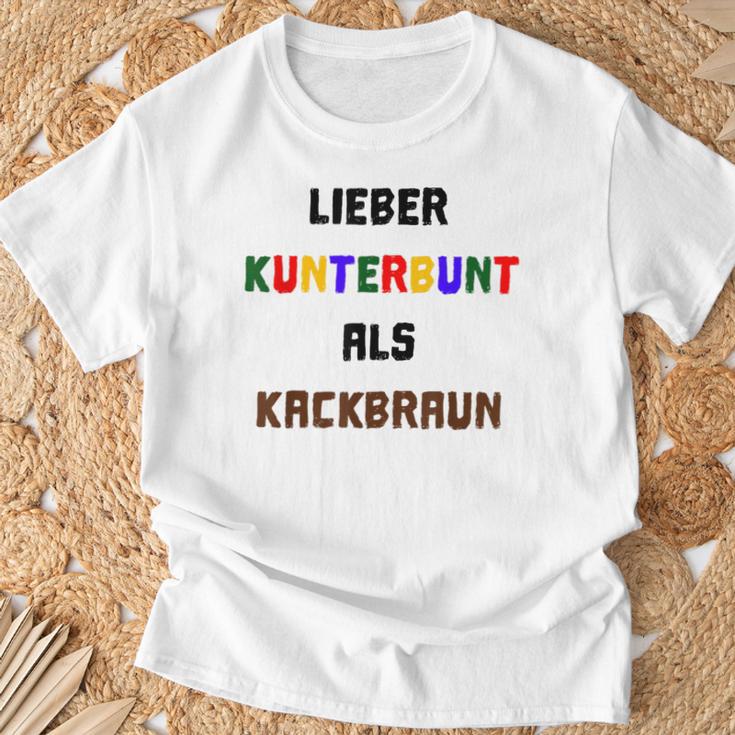 Viel Kunterbunt Gegen Rechts Tolerance Refugge T-Shirt Geschenke für alte Männer