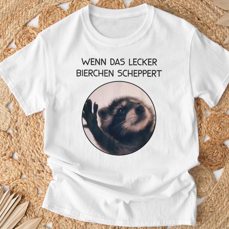 Wenn Das Lecker Bierchen Scheppert X Pedro Raccoon Meme T-Shirt Geschenke für alte Männer